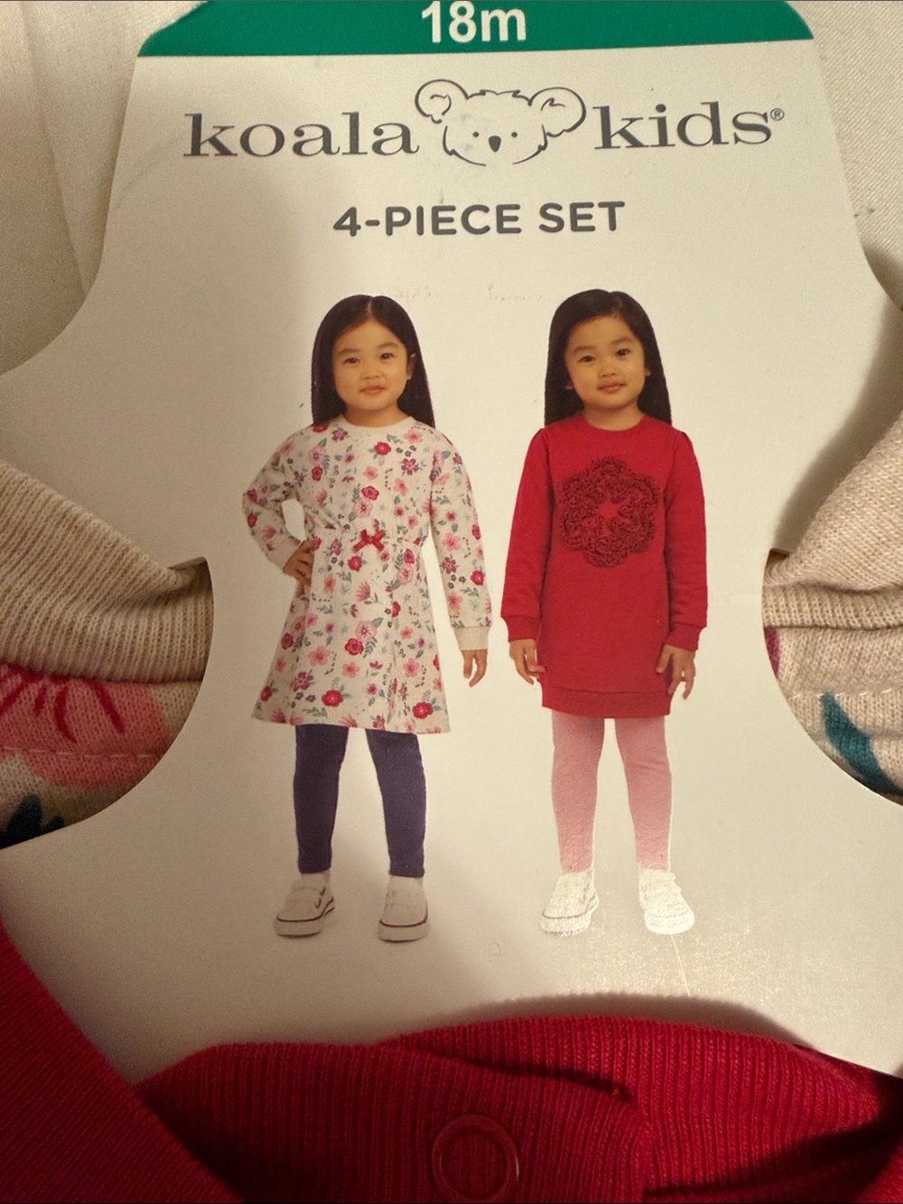 Koala Kids Pink & Raspberry Floral Tunic and Raspberry Sweatshirt Set - Picture 2 of 9